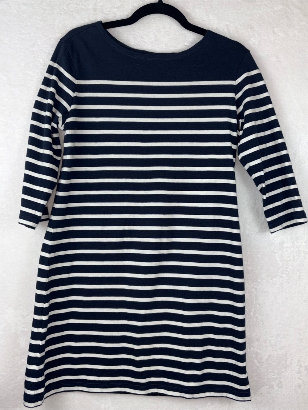 SEASALT The Sailor Tunic Dress 100% Organic Cotton 3/4 Sleeves Navy & White